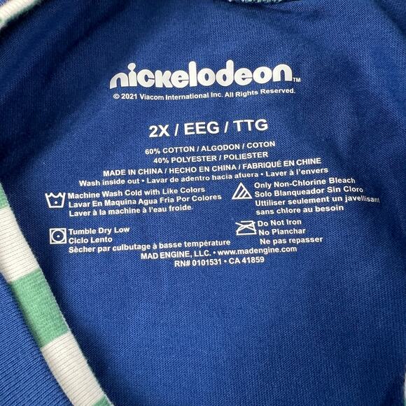 Rugrat's Women's Blue Checkered Reptar Long Sleeve Graphic T-Shirt - 2X - NWT - Picture 2 of 7